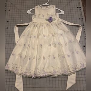 Cinderella Cream and Purple Floral Kids Formal Dress